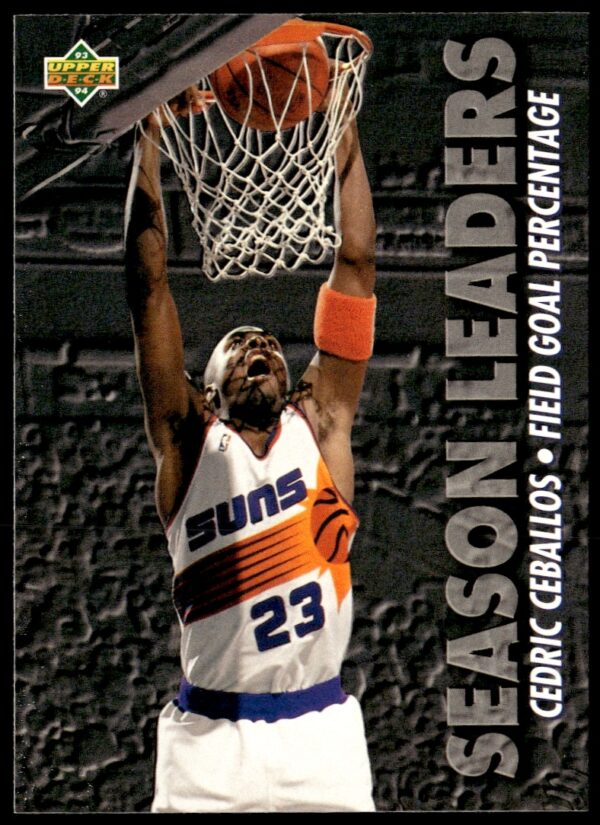 Cedric Ceballos 1993-94 Upper Deck Season Leaders basketball card #172 showcasing his standout performance.