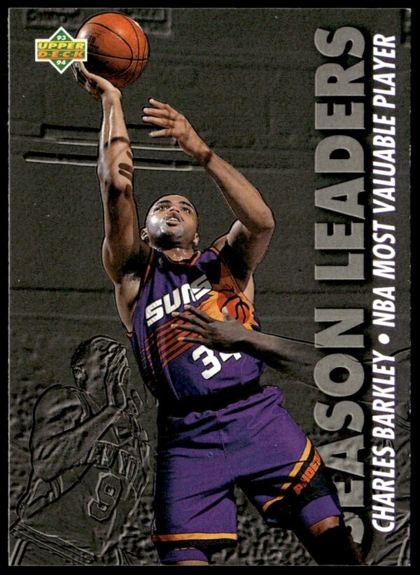 Charles Barkley 1993-94 Upper Deck Collectors Choice trading card, showcasing Season Leaders performance.
