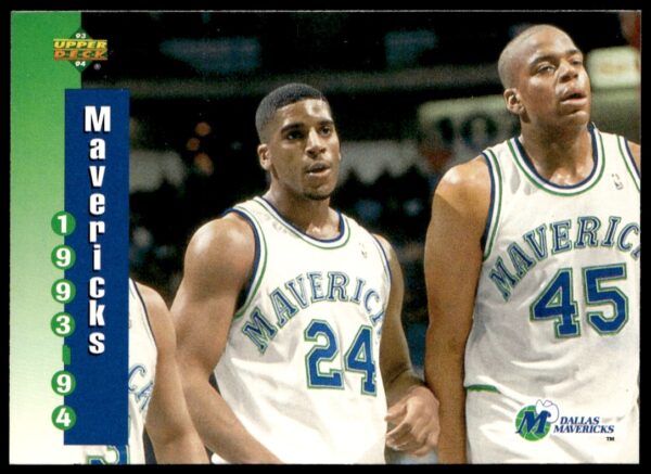 Dallas Mavericks trading card 1993-94 Upper Deck #215, featuring player action and team logo.