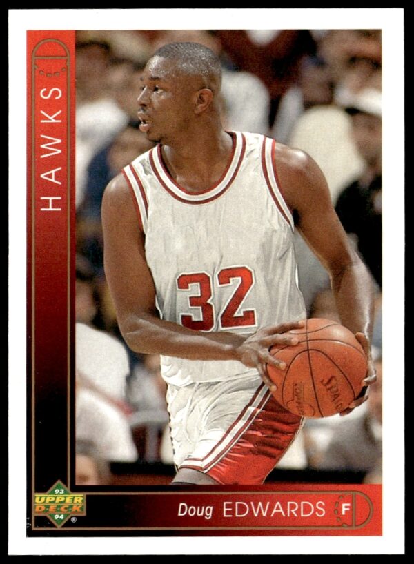 Doug Edwards 1993-94 Upper Deck basketball card #158, action shot, front view.