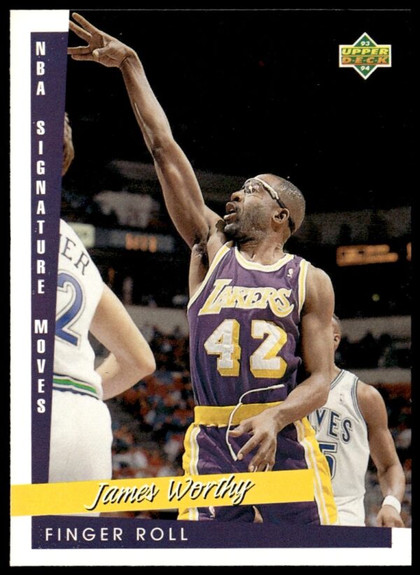 James Worthy 1993-94 Lakers Upper Deck Card #250, showcasing his on-court skills.