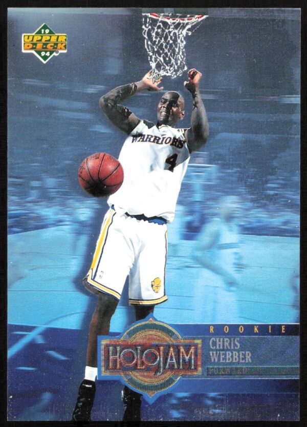 Chris Webber Upper Deck Holojam 1993-94 card H28 front view, holographic basketball imagery.