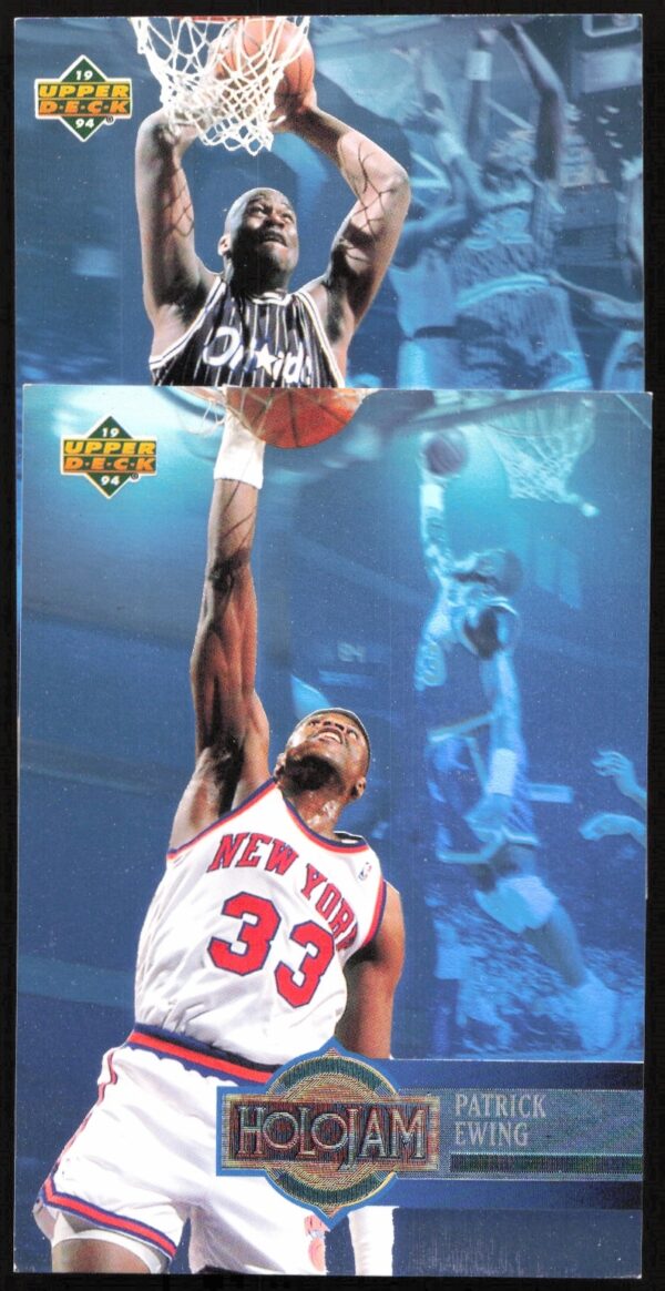 Patrick Ewing 1993-94 Upper Deck Holojam Card H18 with holographic in-game action scene.