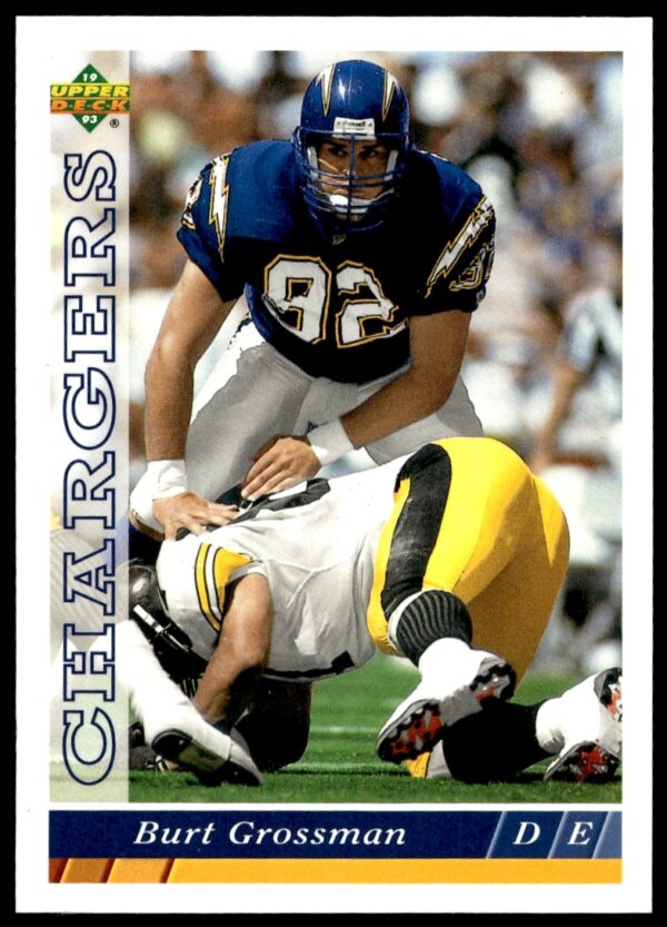 1993 Upper Deck Burt Grossman card, #275, showcasing defensive action in team uniform.