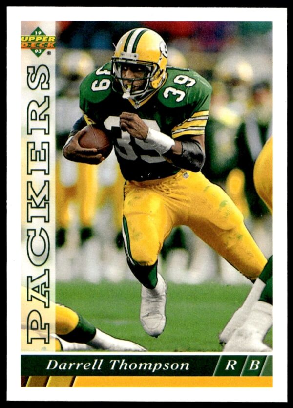 1993 Upper Deck Darrell Thompson football card showcasing vibrant design and athletic pose.