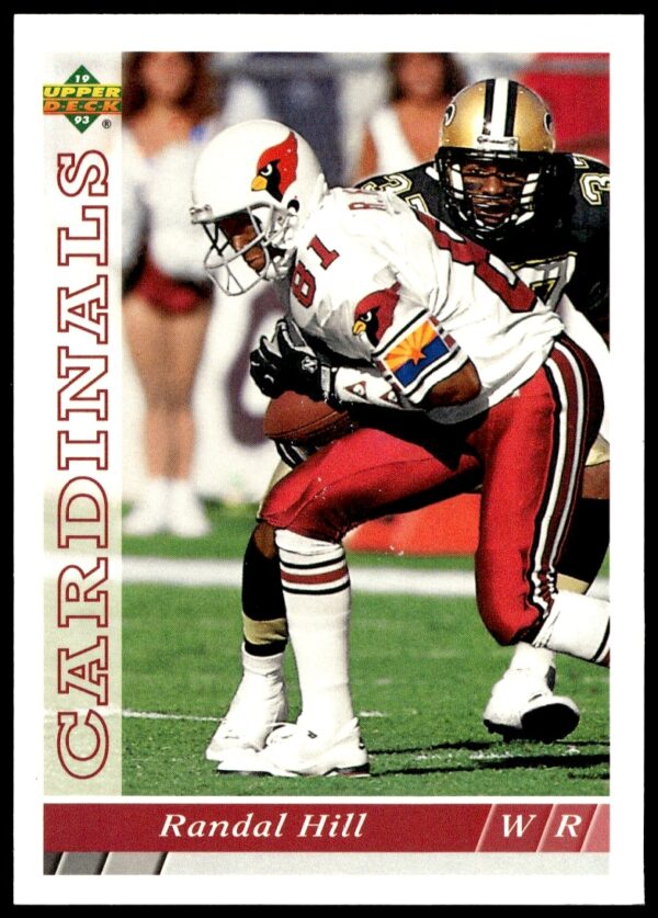 Randal Hill 1993 Upper Deck Football Card #245, featuring him in dynamic wide receiver pose (Front).