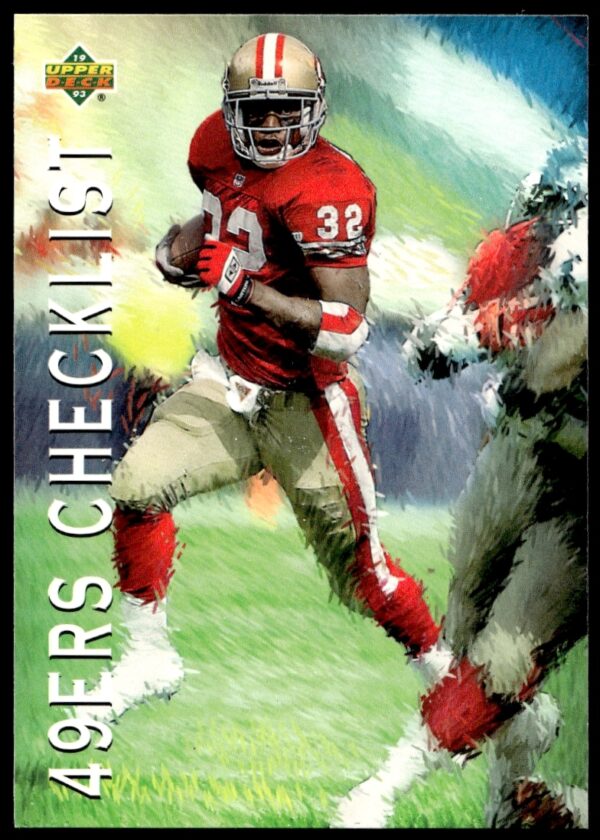 1993 San Francisco 49ers Upper Deck Checklist Card #77 Front View