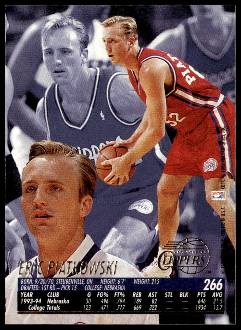 Eric Piatkowski 1994-95 Fleer Ultra Card Back Featuring Stats and Career Highlights.