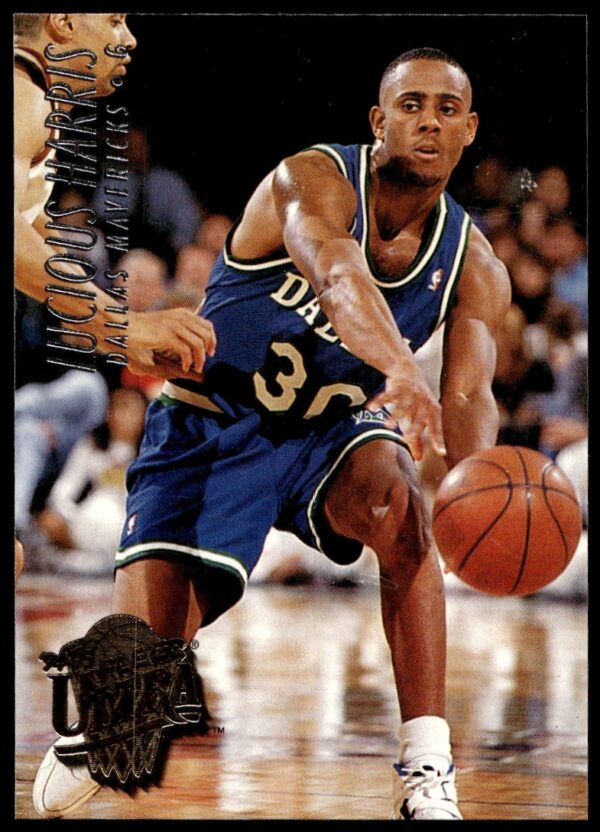 Lucious Harris 1994-95 Fleer Ultra basketball card, #228, showcasing his on-court action.
