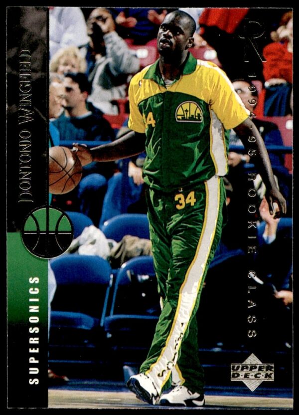 Dontonio Wingfield 1994-95 Upper Deck Rookie Card #298 Front, in action with team uniform.