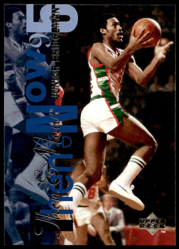 Front of 1994-95 Upper Deck basketball card featuring Junior Bridgeman in action.