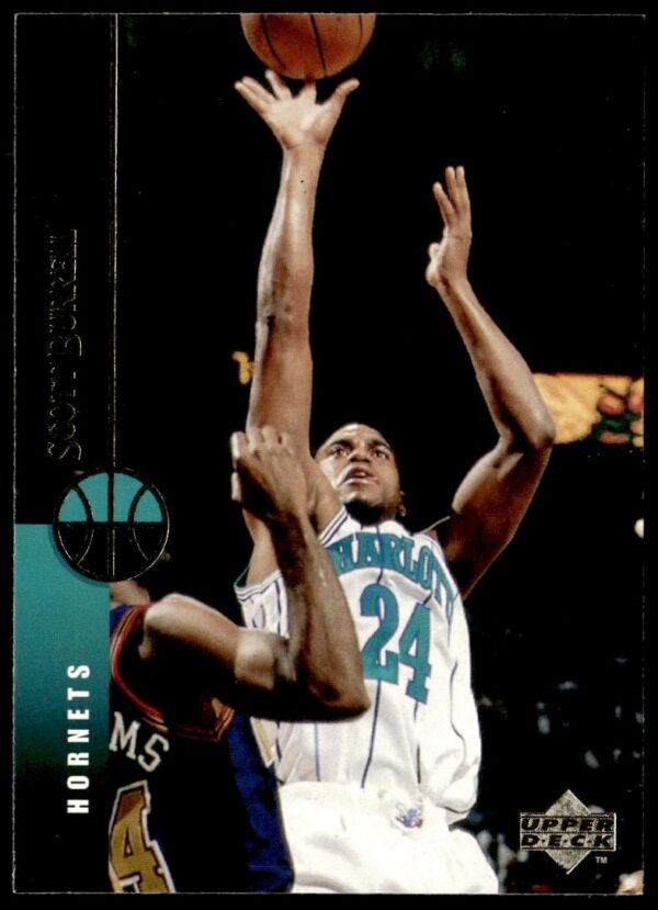Scott Burrell 1994-95 Upper Deck basketball card, mid-action court shot.