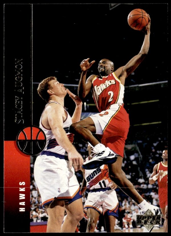 Front of Stacey Augmon 1994-95 Upper Deck basketball card, #271, in game action.