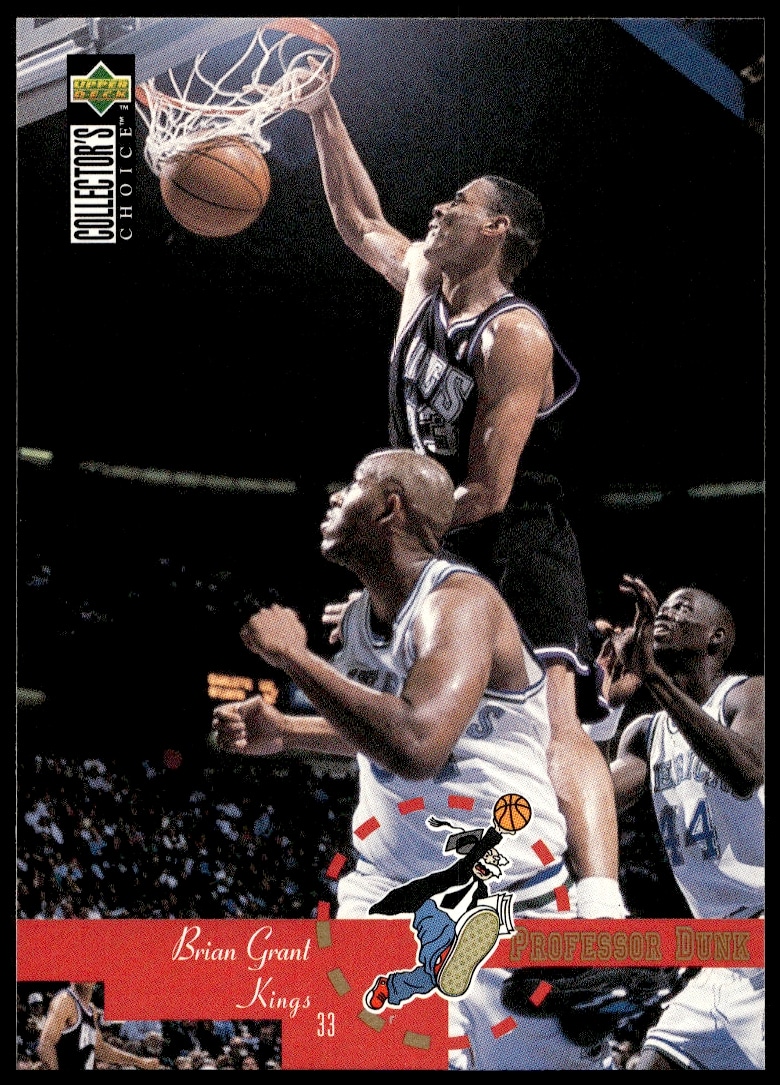 Brian Grant on 1995-96 Upper Deck #207 in Trail Blazers uniform during gameplay.