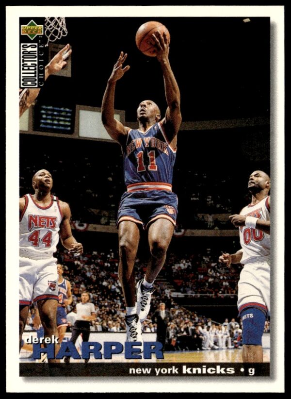 Derek Harper 1995-96 Upper Deck basketball card, action shot in team uniform, card #14.