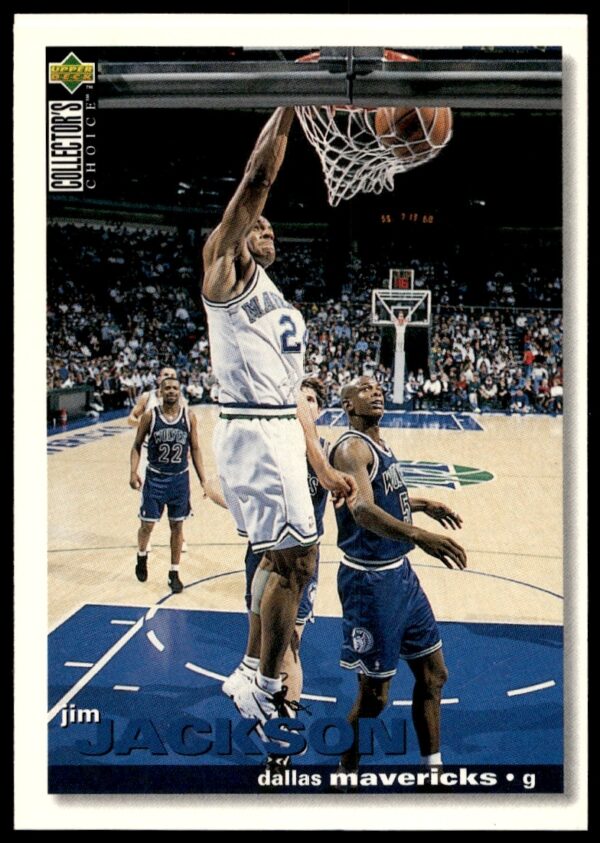 Jim Jackson 1995-96 Upper Deck Card #140, Dallas Mavericks, action shot in-game.