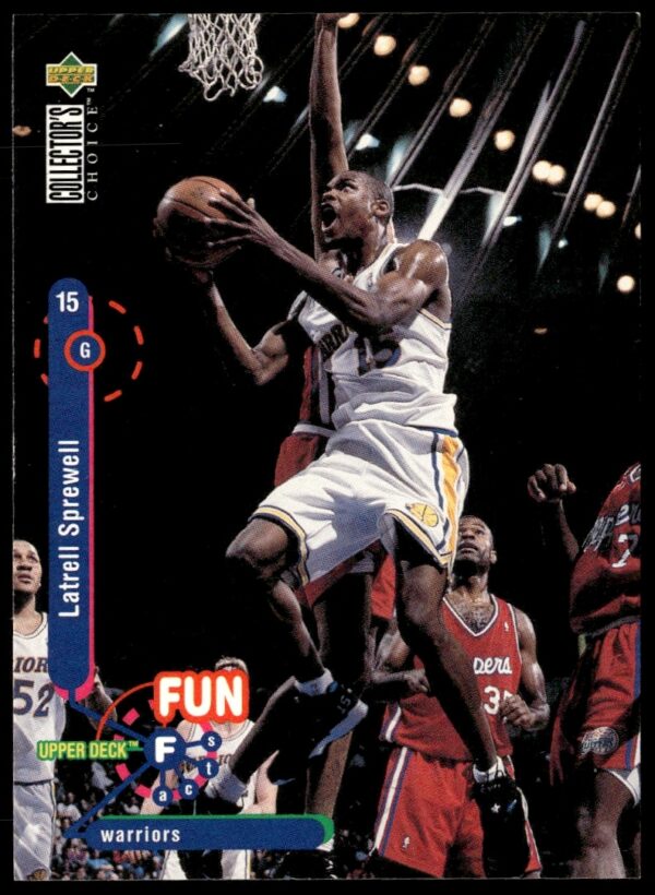 Latrell Sprewell 1995-96 Upper Deck Card #174, Golden State Warriors NBA Action Shot.