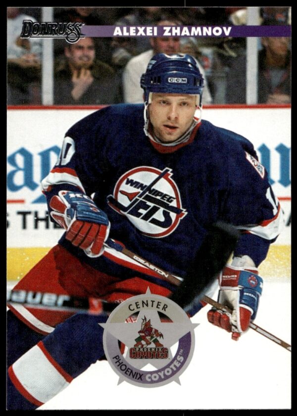 Alexei Zhamnov 1996 Donruss Card #89 front, showcasing iconic hockey action imagery.
