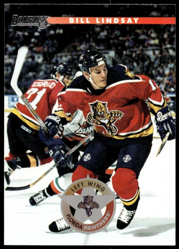 Bill Lindsay 1996 Donruss Hockey Card #75, Front View, Florida Panthers Uniform.