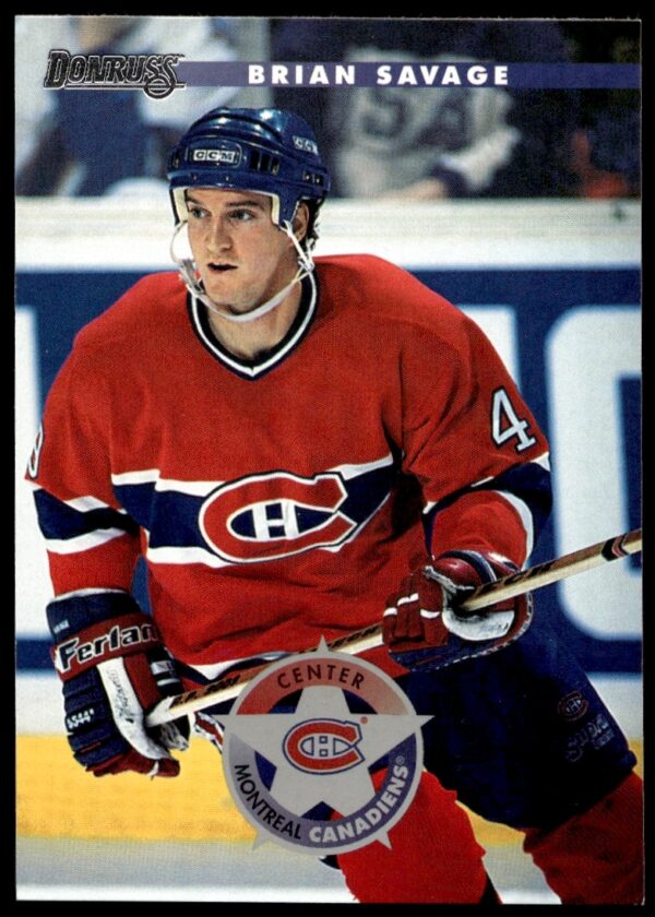 Brian Savage in action, Montreal Canadiens, 1996 Donruss Hockey Card #168.