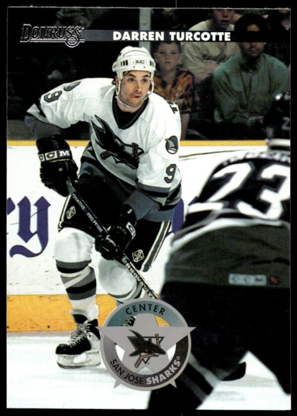 Dynamic 1996 Donruss card featuring ice hockey player Darren Turcotte in action, card #59.