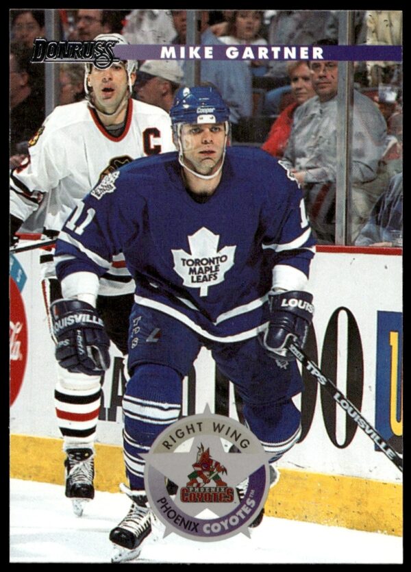 Mike Gartner 1996 Donruss trading card #206, showing him in action for Washington Capitals.