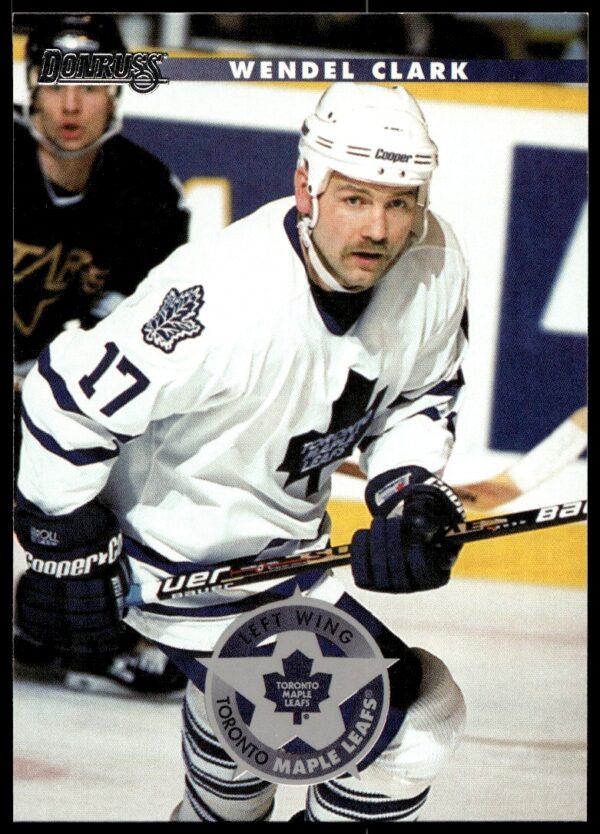 Wendel Clark, 1996 Donruss Card #98, showcasing his focus and skill in-game action.