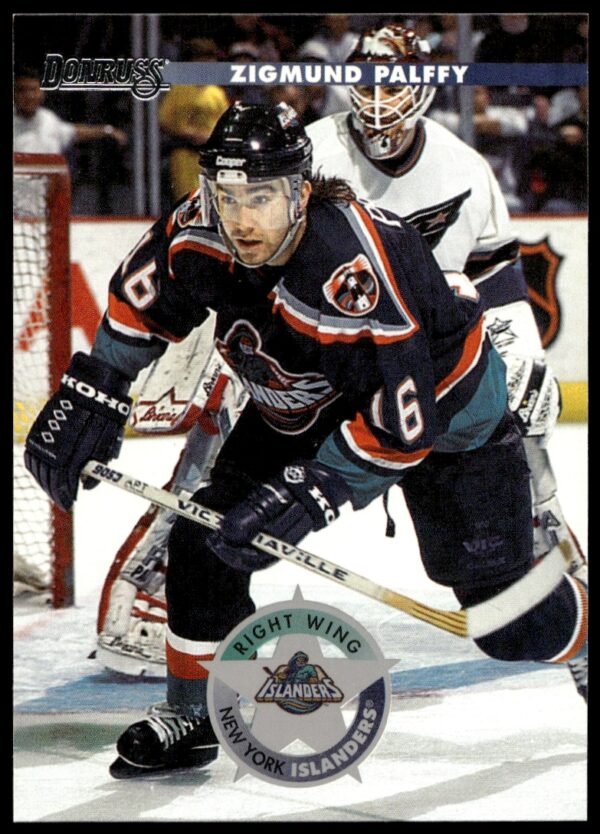 Zigmund Palffy 1996 Donruss hockey card, New York Islanders action shot, card #45 front.