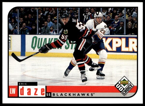 Upper Deck card featuring Eric Daze #45 in Chicago Blackhawks uniform, 1998-99 season.