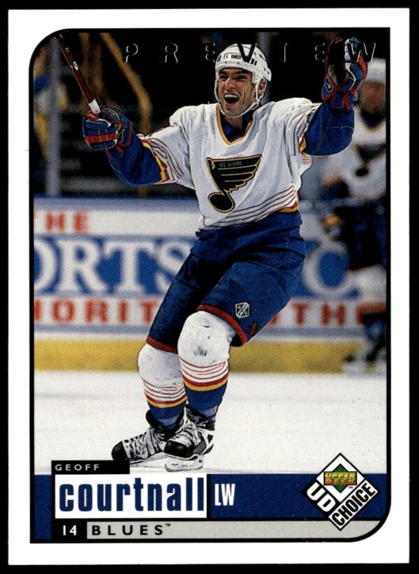 1998-99 Upper Deck card featuring Geoff Courtnall, front view, collectible hockey series.