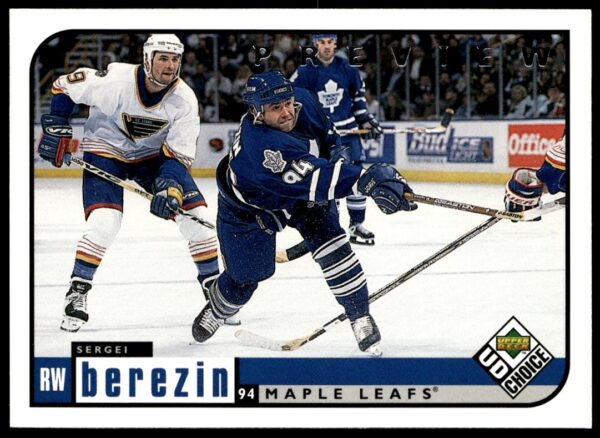 Sergei Berezin 1998-99 Upper Deck Choice Preview Card #201, capturing dynamic on-ice action.
