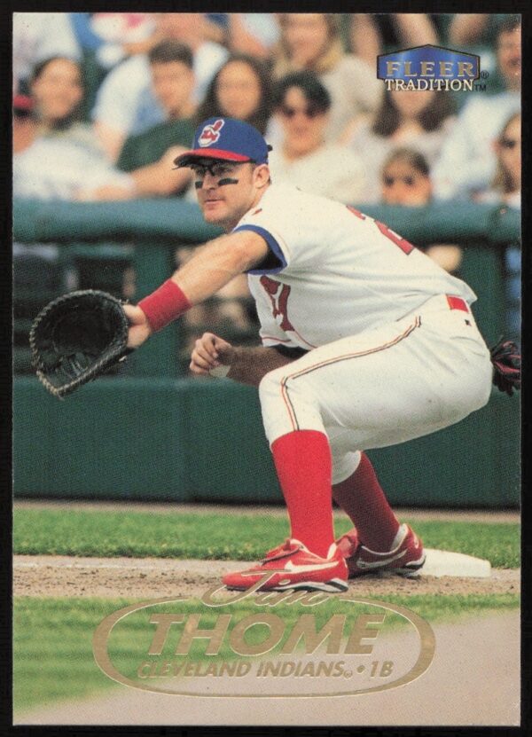 1998 Fleer Tradition Jim Thome Baseball Card #110, Cleveland Indians Action Shot.
