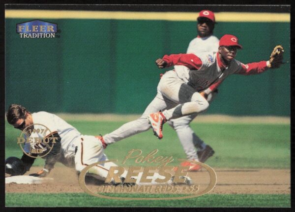 Pokey Reese 1998 Fleer Tradition Baseball Card #154 Front, Cincinnati Reds Infielder.
