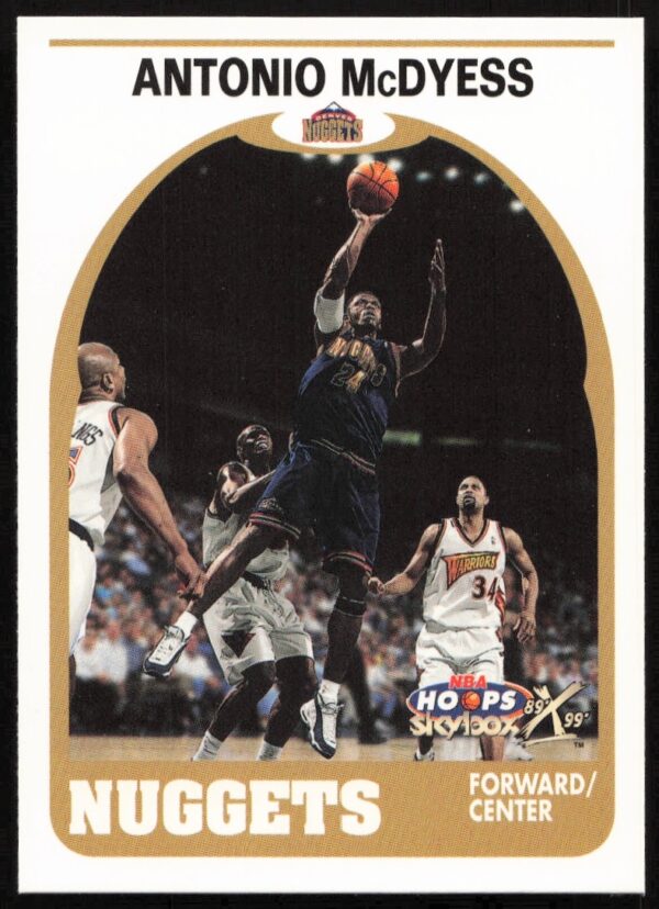 Antonio McDyess 1999-00 NBA Hoops Decade card #144, Denver Nuggets jersey, Skybox series.