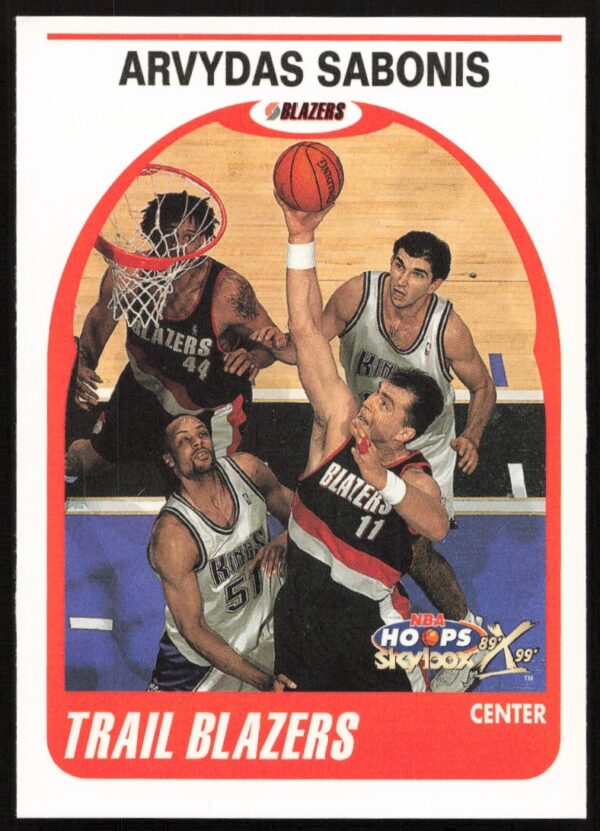 Arvydas Sabonis 1999 Skybox NBA Hoops Card #58, captures his dynamic NBA career moment.
