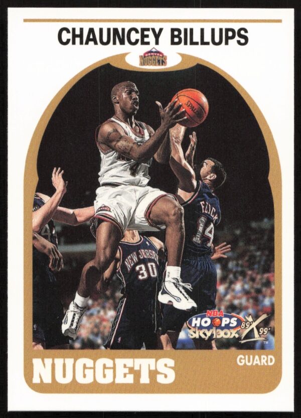 Chauncey Billups 1999-00 Skybox NBA Hoops Card #132 Front View Action Shot