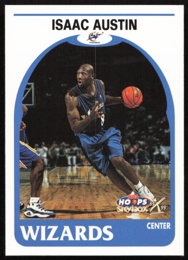 Isaac Austin in Miami Heat uniform, 1999-00 Skybox NBA Hoops Basketball Card #141.