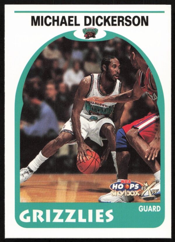 Michael Dickerson 1999-00 Skybox NBA Hoops Card #123 Front, vibrant design, action pose.