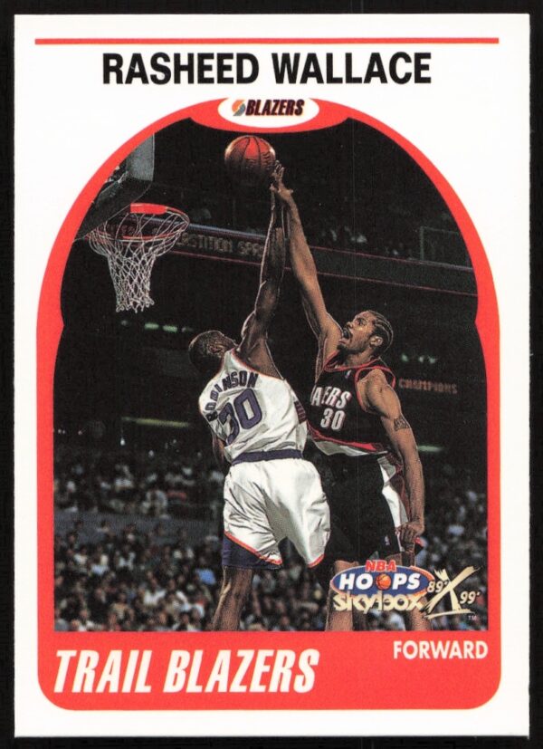 Rasheed Wallace NBA Hoops 1999-00 Card #180, Portland Trail Blazers action shot.