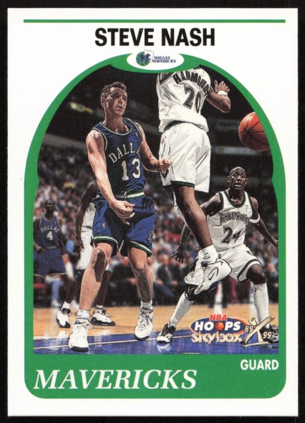 Steve Nash 1999 Skybox Hoops Card #145, early career highlight action shot.