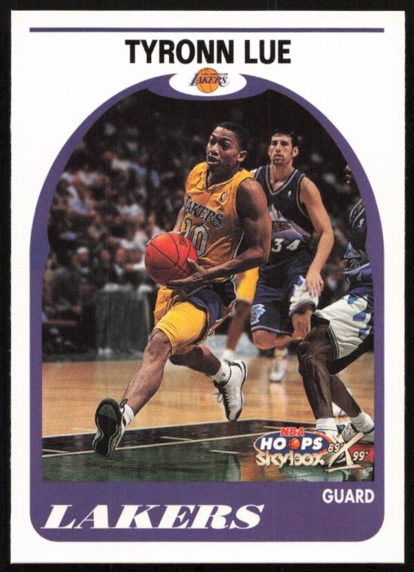Tyronn Lue 1999-00 Skybox NBA Hoops Card #45, Lakers uniform, dribbling basketball.