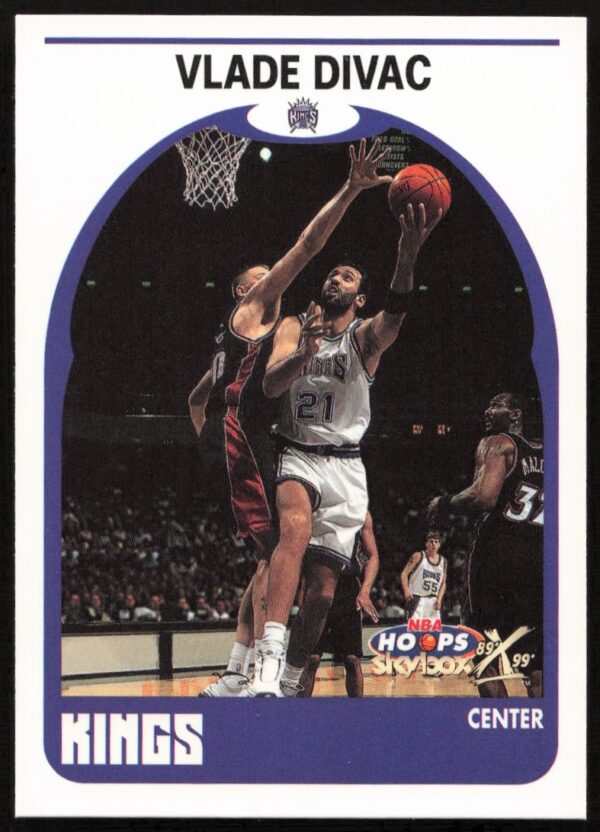 1999-00 Skybox NBA Hoops card featuring Vlade Divac, #172, celebrating his NBA contributions.