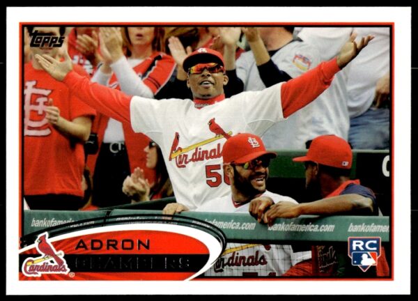 Adron Chambers 2012 Topps Baseball Card #90 featuring dynamic action shot in Cardinals uniform.