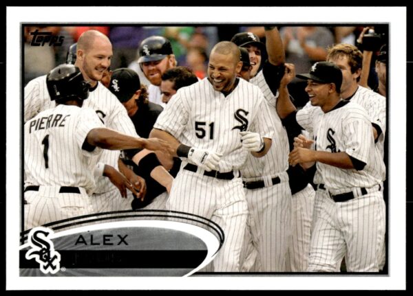 Front of 2012 Topps Alex Rios baseball card in Chicago White Sox uniform.