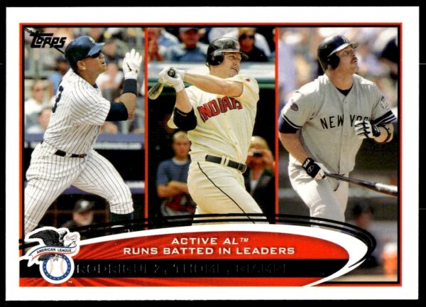 2012 Topps card #324: Alex Rodriguez, Jim Thome, Jason Giambi action shots.