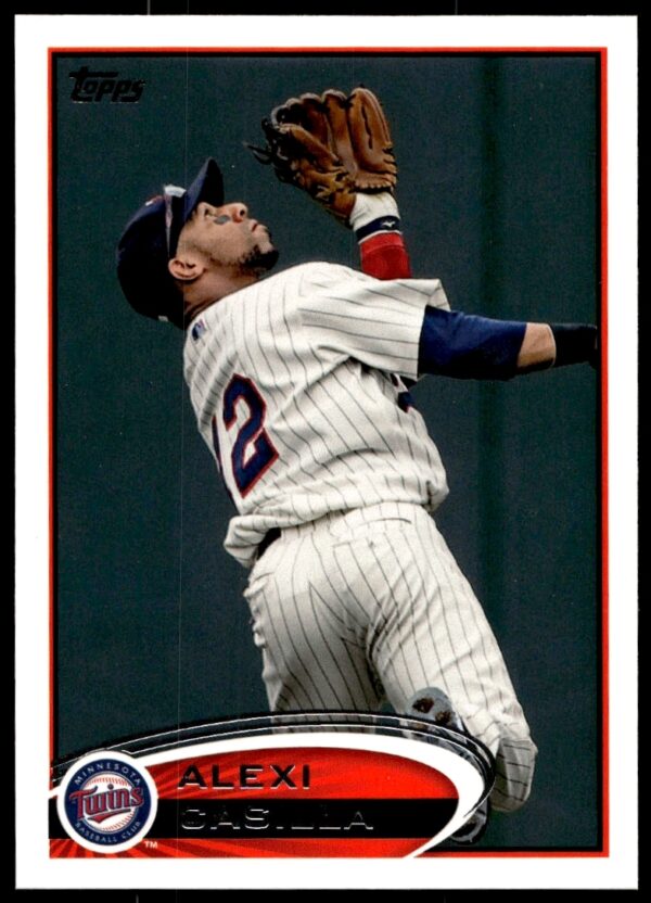 2012 Topps Alexi Casilla baseball card #389, featuring him in a Minnesota Twins uniform.