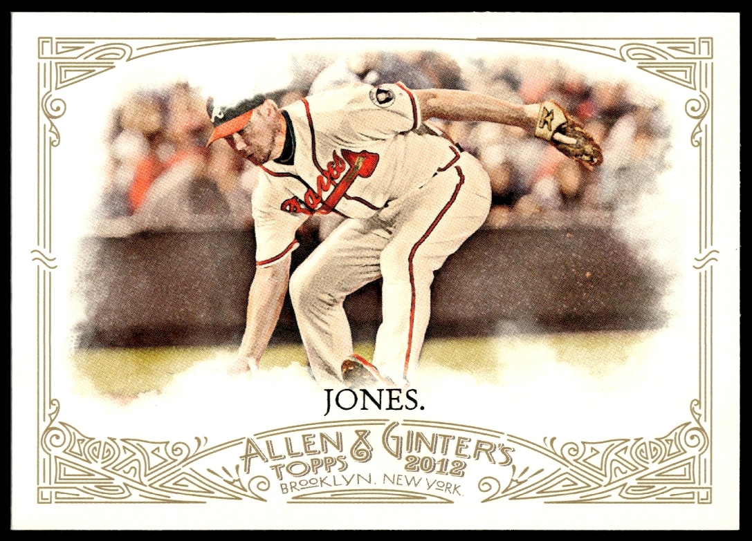 Chipper Jones 2012 Topps Allen & Ginter Baseball Card #33 Featuring Iconic Action Pose.