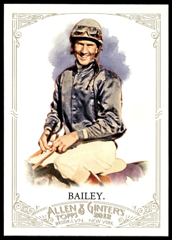 Hall of Fame jockey Jerry Bailey 2012 trading card, showcasing his iconic racing career.