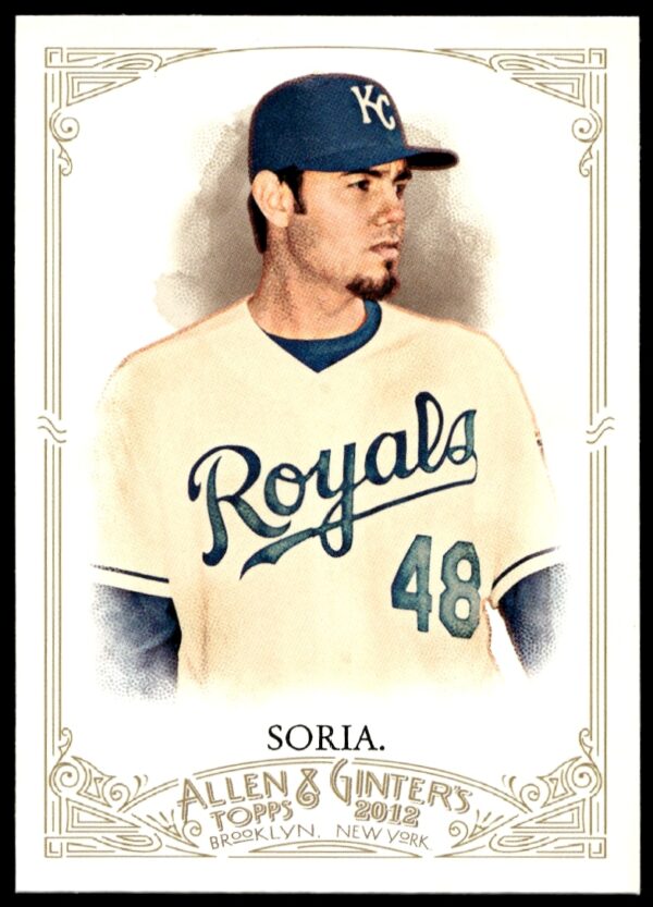 Joakim Soria 2012 baseball card #72, Topps Allen & Ginter portrait.