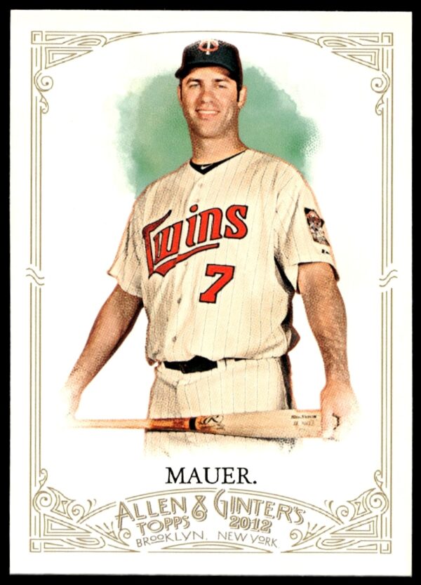 Joe Mauer 2012 Topps Allen & Ginter collectible baseball card #78, vintage design.